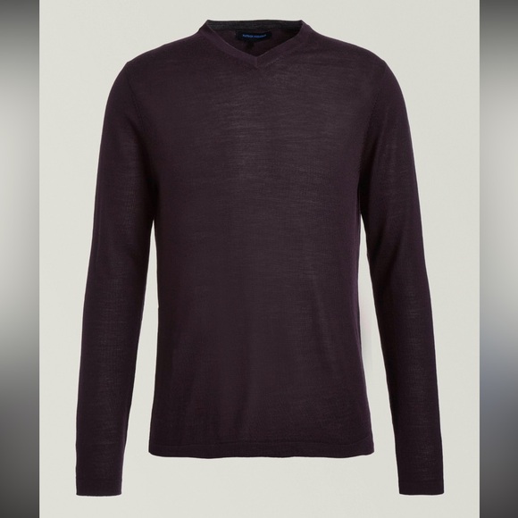 Patrick Assaraf Merino Wool Sweater – Plum Purple V-Neck, 100% Wool, XXL - Picture 1 of 5